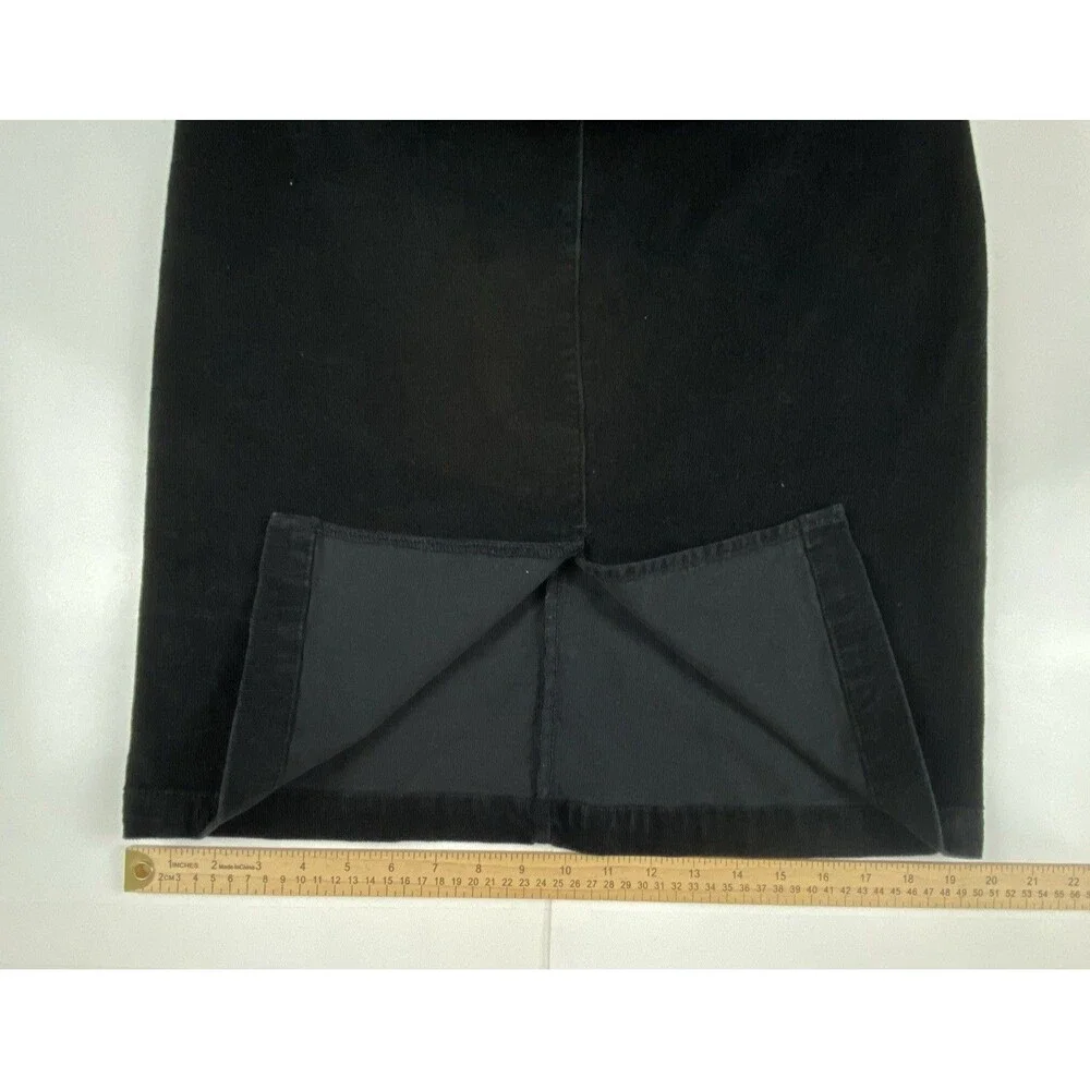 Time & Tru Black Corduroy Midi Skirt Size 4 Dark Academia Goth Romantic Grunge